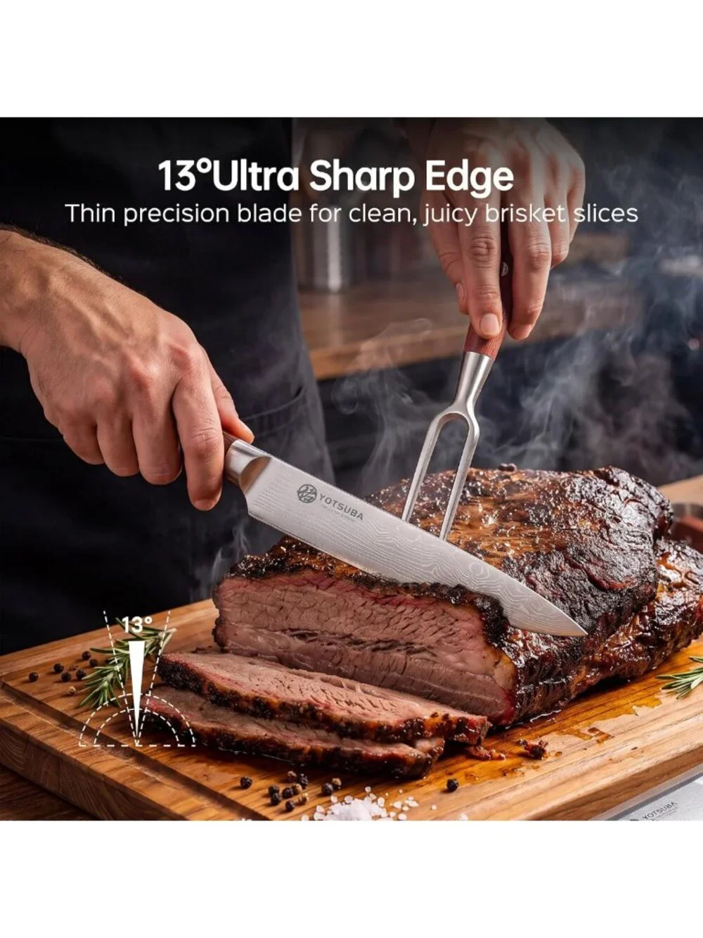 Japanese Carving Knife & Fork Set - Ergonomic Rosewood Handle, Kitchen